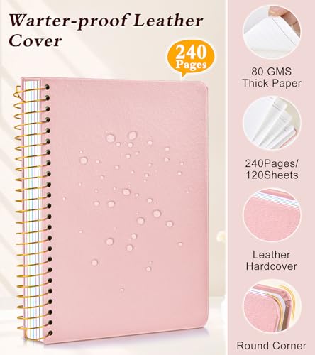 Cahier à spirales rose à couverture rigide avec pochettes amovibles pour femme - 7