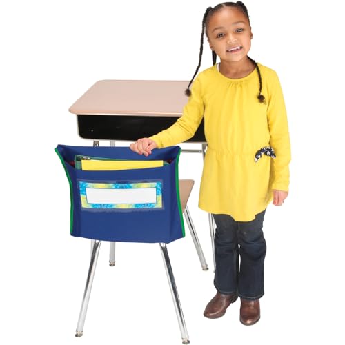 Image of Really Good Stuff Store More Deep-Pocket Chair Pockets, 36-Pack, Navy | Ages 4+, PreK+, Chairback Buddy, Classroom Chair & Seat Storage Organizer, for Students & Classroom Organization