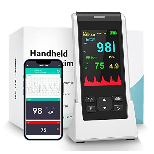 Pulsioximetro De Dedo Profesional, Oximetro Pulxiometro Medidor HOLFENRY USB Recargable Oxigeno Saturador Bluetooth con Alarma Para Adultos y Niños en Sangre Saturacion Sp02, PR Bpm y PI
