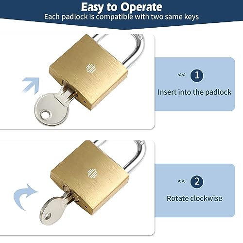 Image of HOX 2-Pack Keyed Padlock, Waterproof and Rustproof, Solid Brass Lock with 1-1 /4 inch Wide Body, Padlock with Keys for Storage Unit, Sheds, Garages and Fence