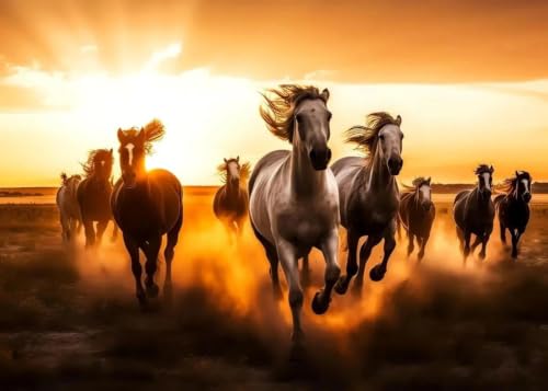 Impression d'affiche cheval sauvage : toile décoration murale salon format 60x90cm