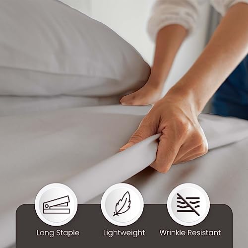 Image of 1000 Thread Count Egyptian Cotton Sheets California King Size, 4 Piece Cal King Set Bedding, 16 inch Deep Pocket Sheet Set, Ultra Soft Size Sheets Set, Long Staple Bedding Sheets - Silver Grey
