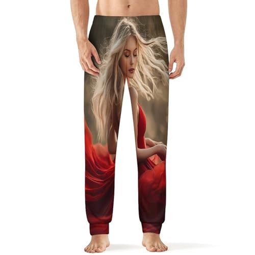 Beautiful Woman Men's Pajamas Pants Lightweight Sleep Lounge Pant Pjs Bottoms Casual Sleepwear