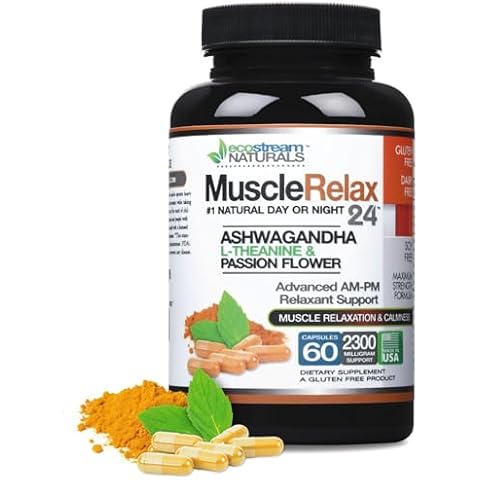 ecostream Naturals Relaxant - Muscle Relax 24/7 - Large 2,300 Milligram Day/Night Use Capsules Maximum Strength Support - with Valerian, Passion Flower, Magnesium Cover