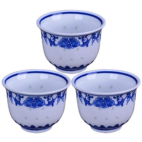 Chinesische handgemachte Kungfu-Teetasse, 80 ml, Knochenporzellan, blaue und weiße Teetassen, 3er-Set, Keramik-Teetassen ohne Griffe, tolles Geschenk Cover