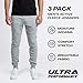 Ultra Performance 3 Pack Fleece Active Tech Joggers for Men, Mens Sweatpants with Zipper Pockets