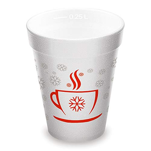 Lot de 100 gobelets isothermes en polystyrène EPS 250 ml pour vin chaud, thé punsch « Heissse Tasse »