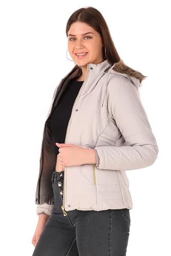Image of Brazo Women's and Girls Puffer Regular Fit Bomber Jacket For Winter Wear | Hooded Neck | Full Sleeve | Zipper | Casual Jacket For Woman & Girl | Western Stylish Jacket For Women