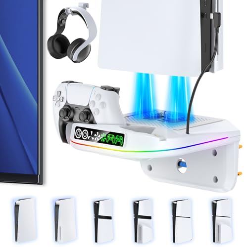 Rysker PS5 Wandhalterung kompatibel mit PS5/Slim/Pro mit PS...