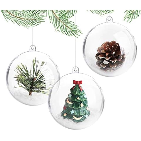 ilauke 20pcs Clear Christmas Baubles with Fillables Cover