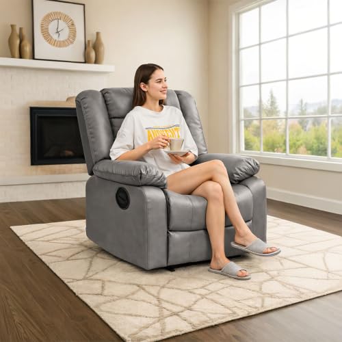 Image of Seventh Heaven Phoenix 1 Seater Motorised Recliner | Single Sofa Chair for Living Room Comfort | Ergonomic Design (Leatherette - Grey)