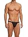 Papi Men's 3-Pack Cotton Stretch Thong, Black, Large