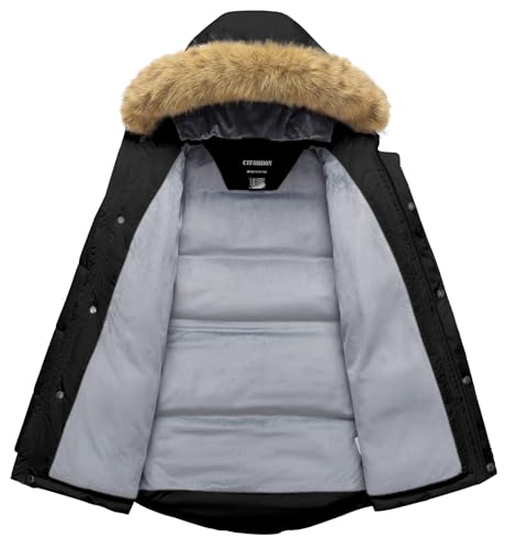 Image of Boy's Winter Coat Waterproof Kids Puffer Jacket Thicken Parka Fleece Lined Bubble Ski Snow Outerwear with Fur Hood