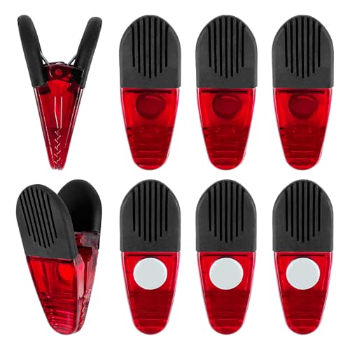 Clips magnétiques pour réfrigérateur lot de 8 pinces cuisine rouges