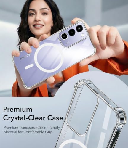 Image of Jkobi Shockproof Crystal-Clear Back Cover for Realme P4R 5G | Realme Narzo 100X 5G (Magsafe Wireless Support | Drop & Camera Protection | Hard Polycarbonate)