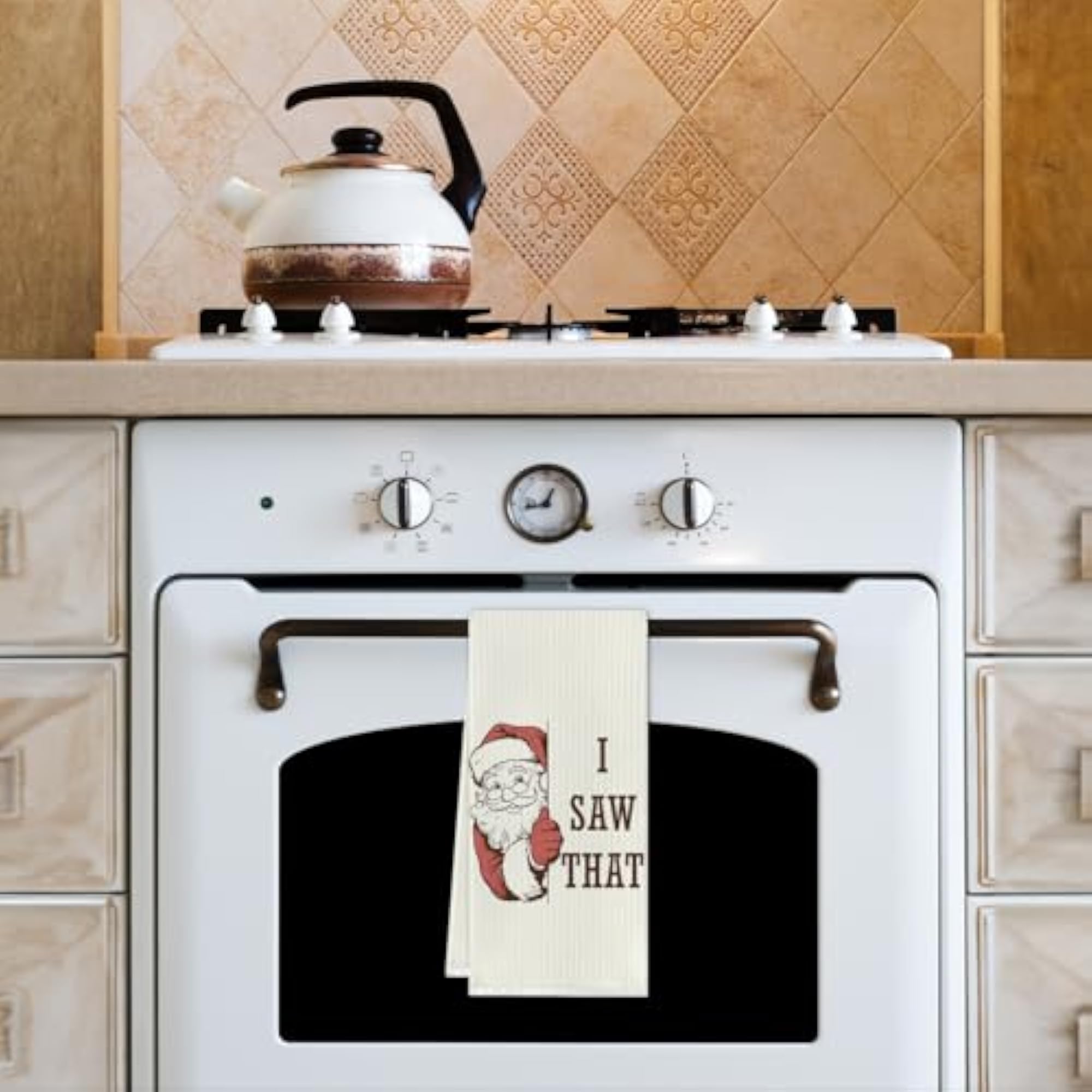 Funny Christmas Santa Kitchen Towels, Vintage Design