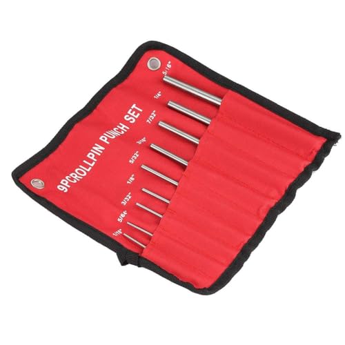 9-Piece Roll Pin Punch Set, Centre Punch Set Durable Steel Roll Pin Punch Set, Mechanics Professional Tool Kit Come with a Handy Carrying Bag