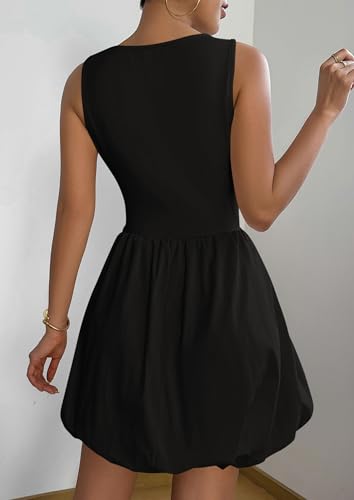 PRETTYGARDEN Summer Dresses for Women 2025 Casual Sleeveless Tank Mini Short Dress Crew Neck Bubble Sundress with Pockets2
