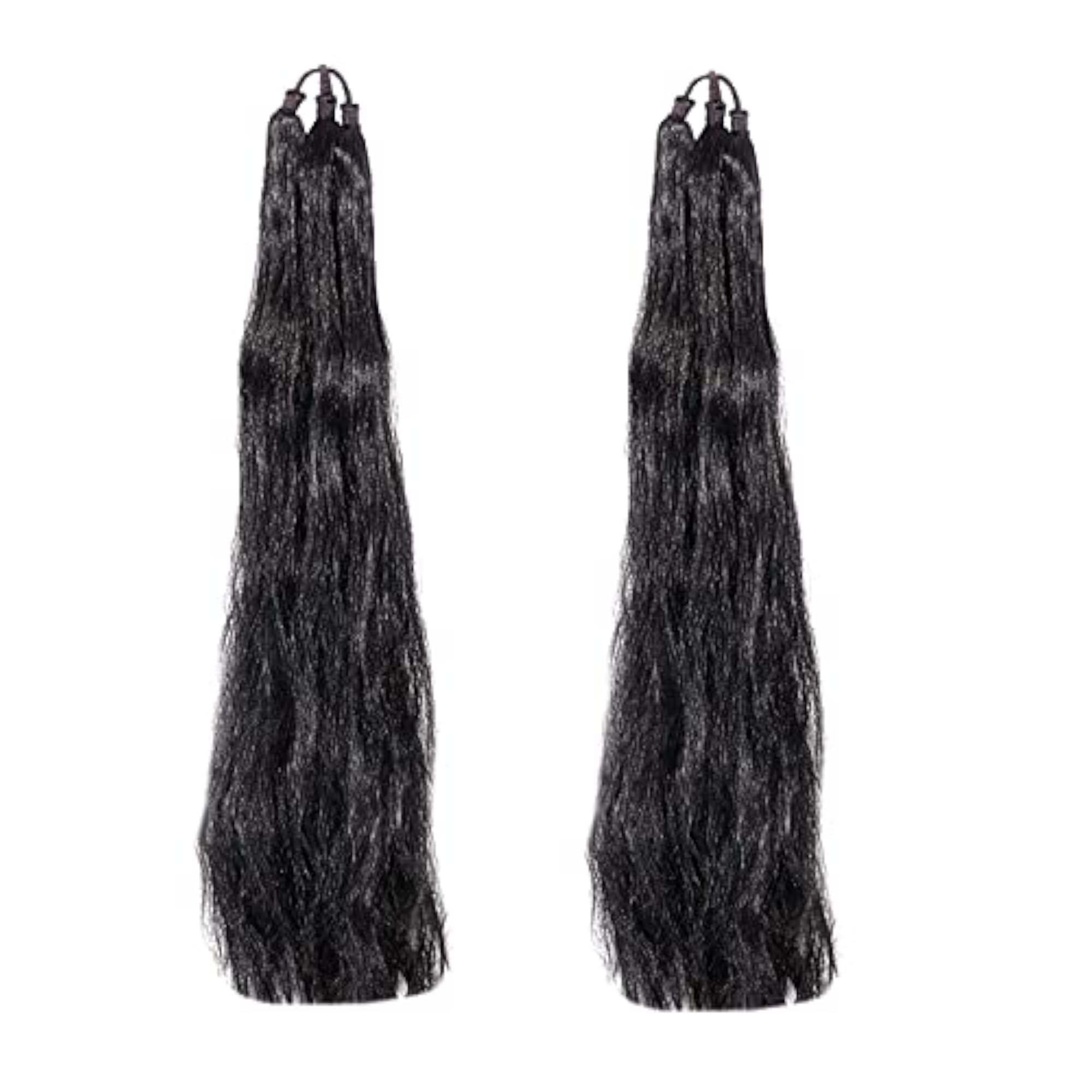Set of 2, 30 Inches Black Hair Choti Parandi Extensions