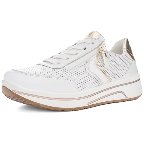 High Soft ARA Sapporo, Scarpe da Ginnastica Donna, White Silver Platinum, 40 EU Larga