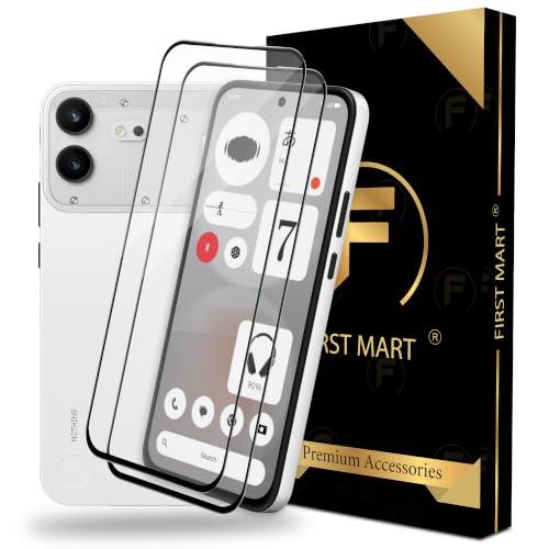 Image of FIRST MART Tempered Glass Screen Protector for Nothing Phone (4b) - Full-Glue Screen Guard, 3D Edge to Edge, HD Clear, Bubble-Free, Case-Friendly, Black, Pack of 2