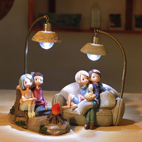 Lámpara de mesa pareja romántica en resina decorativa miniatura 6