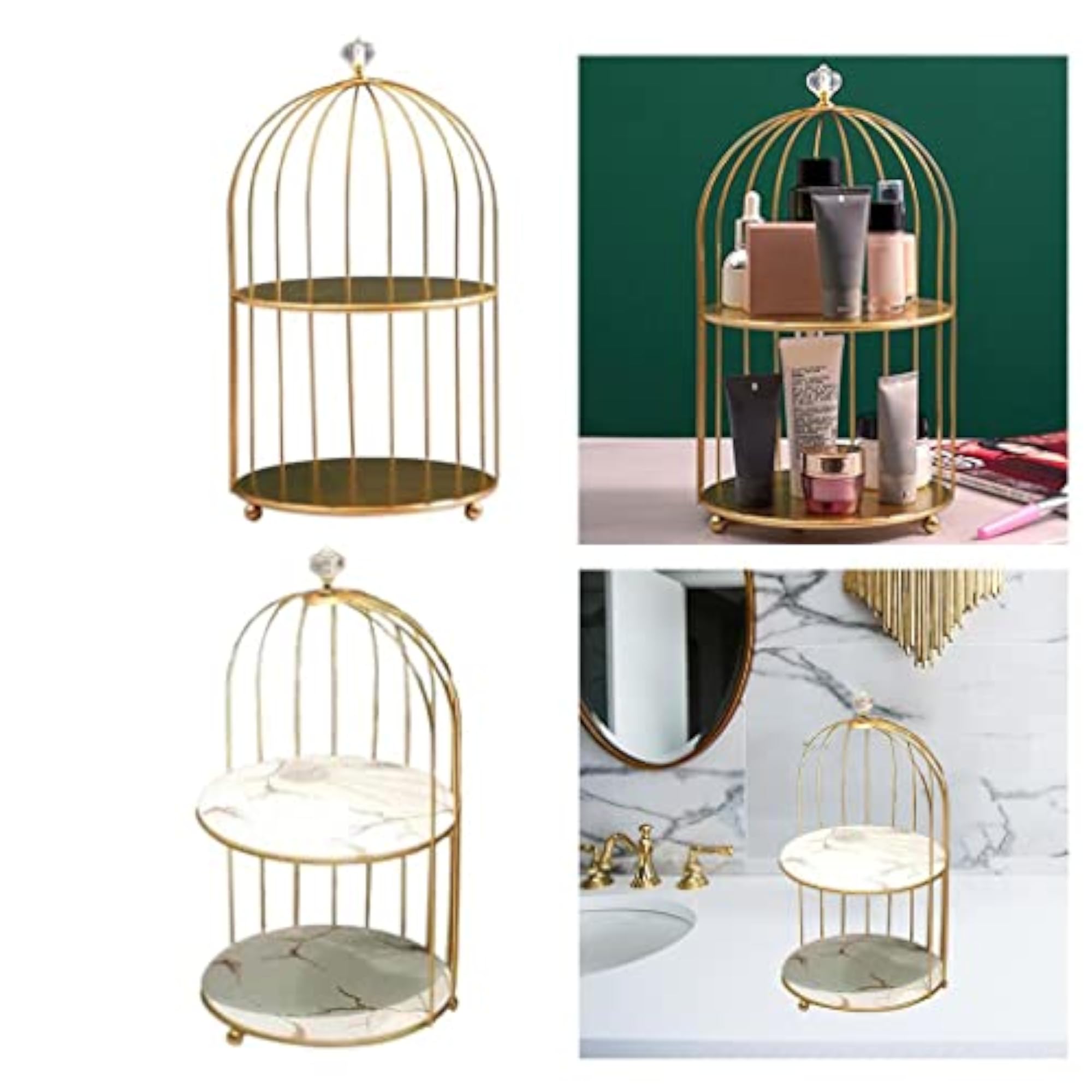 Bird Cage Desktop Perfume Organizer Holder, 2 Tiers