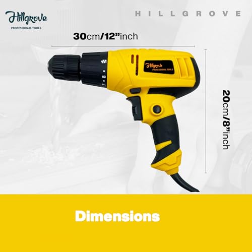 Image of Hillgrove HGCM1169M1 350W Screwdriver Electric Power Drill Machine with 9Pcs All Type Drill Bits for Making Holes in Metal /Wood /Concrete with Reverse Rotation and Variable Speed Pistol Grip