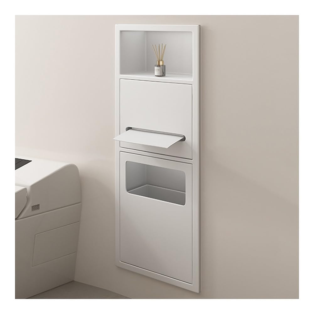 TBLOTYD Stainless Steel Bathroom Niche Recessed Organizer Shower Shelf With Garbage Can Waterproof Wall-inserted Storage Caddy NO Tile