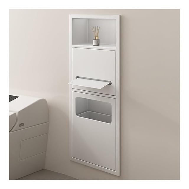 GFAZXDS Stainless Steel Bathroom Niche Recessed Organizer Shower Shelf with Garbage Can Waterproof Wall-Inserted Storage Caddy NO Tile