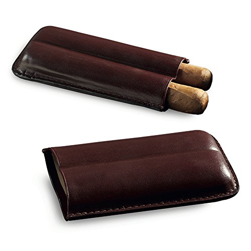 Egoist JK08001 Pitillera de Cuero 2 Cigarros, Robusto (Color Marrón)