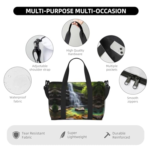 Waterfall Views printing Hand Travel Bag Personal item bag women's handbag, travel large shoulder bag with zipper.4