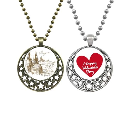 Chaîne de Saint-Valentin Prague collier pendentif carré mixte pour surprendre votre moitié