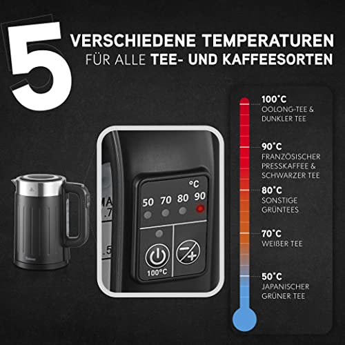 Wasserkocher mit Temperatureinstellung 50-100°C - Leistungsstarker Elektrischer Wasserkocher 2200 W, 1,7L - Patentierte… – Bild 3