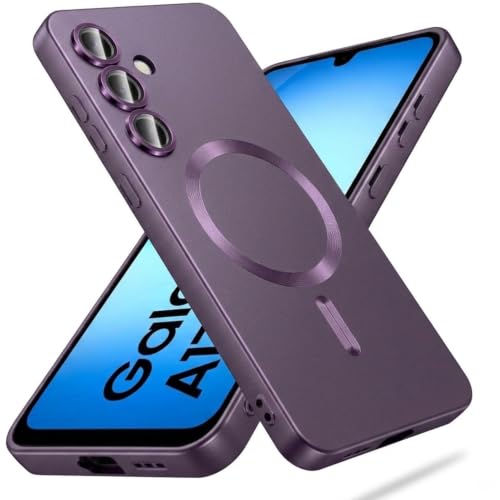 Image of DIZORO Samsung A17 Case, Compatible with MagSafe Back Cover, Matte Luxury Metallic Luster Flexible TPU Wireless Charging Shockproof Case with Camera Protector - Deep
