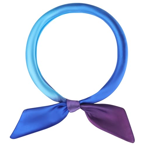Women's Gradient Colorful Square Scarves, Contrast Color Ombre Satin Silky Hair Wrap Bandana Neckerchief