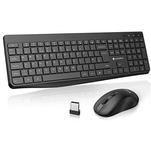 KOORUI Wireless UK Keyboard and Mouse Combo, 12 Shortcut Keys