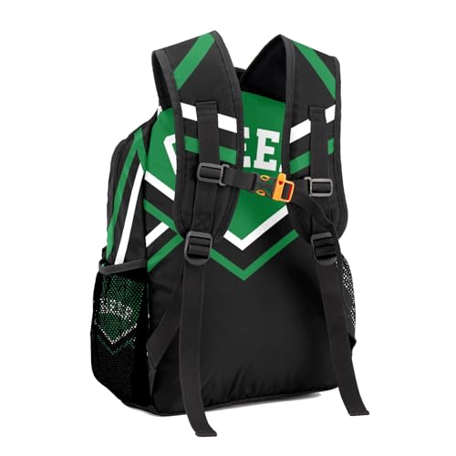 Cheer Green Black Personalized Custom Backpack Lightweight Travel Hiking Causual Bag With Name, 12.2(L)x5.9(W)x16.5(H)inch3