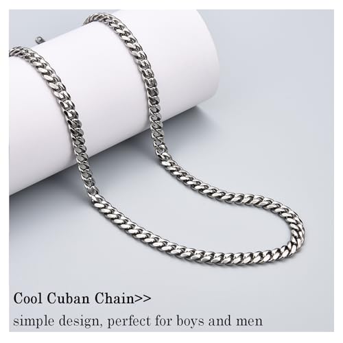 Gifts for Teens Boys Men, 6MM Cuban Link Chain Necklace for Him Boyfriend Husband Son Grandson Nephew Brother Friend -Easter Basket Stuffers Birthday Christmas Graduation Fathers Day Valentines Gifts4