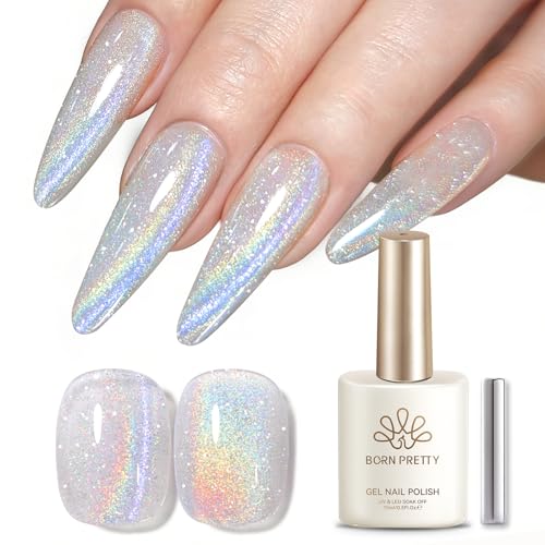 BORN PRETTY Fantastic White Reflective Glitter Cat Magnetic Eye Gel Polish