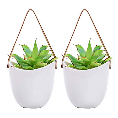 2 Piezas Jardineras de Pared Maceta de CeráMica Grandes Macetas de Interior Al Libre de Plantas Suculentas DecoracióN