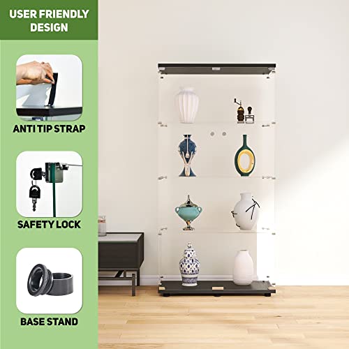 Image of Beauty4U Black Glass Display Cabinet, 4-Shelf 2-Door Curio Cabinet
