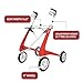 byACRE Carbon Ultralight Rollator Walker with Organizer Bag, Red, Regular Track