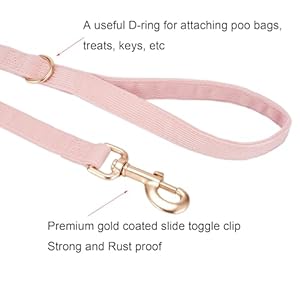 Soft cotton dog leash 5 ft heavy duty corduroy dog leashes with gold metal hook for small medium large dogssmalllight pink   cucciolini doodles