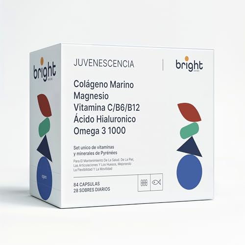 Colágeno marino hidrolizado + Ácido-hialurónico + Magnesio + Omega-3 1000. Set único de vitaminas. 100% natural. 28 sachets diarios