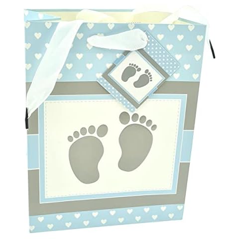 WBWT Premium Geschenk-Tasche Junge blau Baby-Füße Cover
