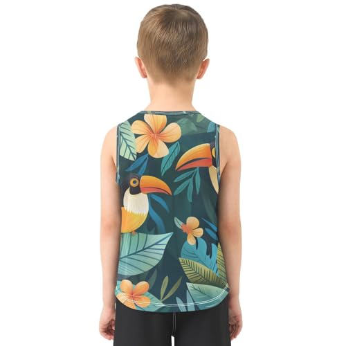 susiyo Summer Flower Birds Jungle Leaves Boys Sleeveless Tank Top Girls Athletic T Shirt3