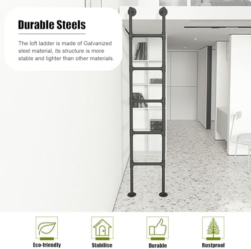 Heavy Duty Steel Bunk Bed Ladder for Loft & Emergency Use 105 cm (41 3/8") Climbing Steps for Apartments Basements and Roofs - Durable White Design
