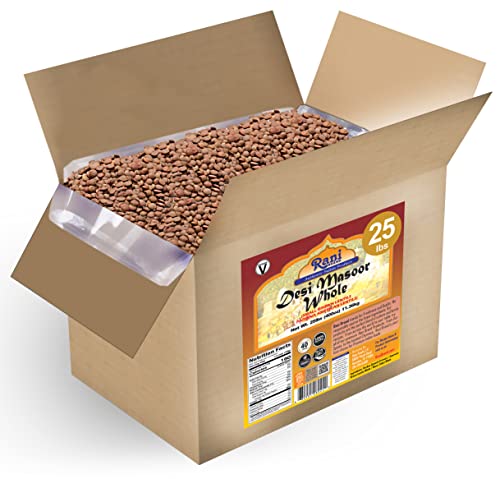 Image of Rani Desi Masoor (Masur) Whole 400oz (25lbs) 11.36kg (aka. Pardina Spanish /American Brown Lentils Whole) Bulk Box ~ All Natural | Vegan | NON-GMO | Kosher | Gluten Friendly | Product of USA