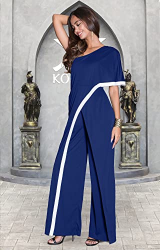 Image of KOH KOH Womens 2026 One Off Shoulder Asymmetric Long Pant Jumpsuit Romper